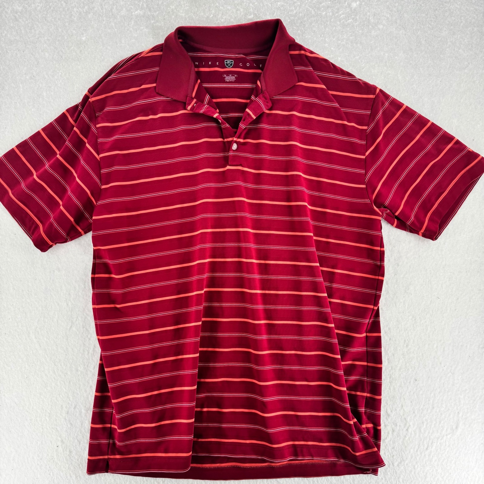 Nike Golf Polo Shirt Striped Fit Dry Red Xl Mens